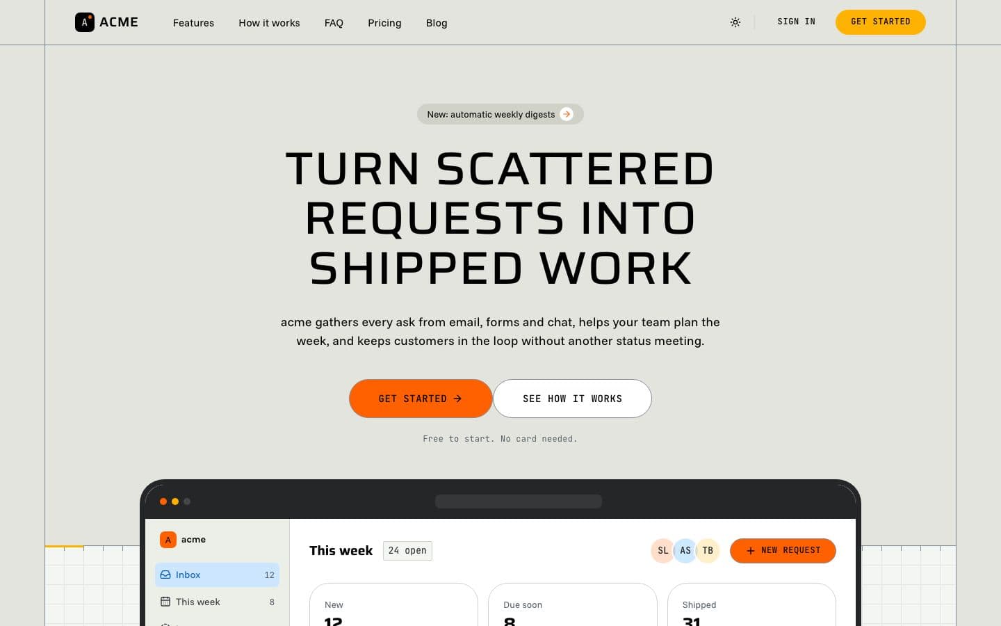 Broadcast: the landing page in light