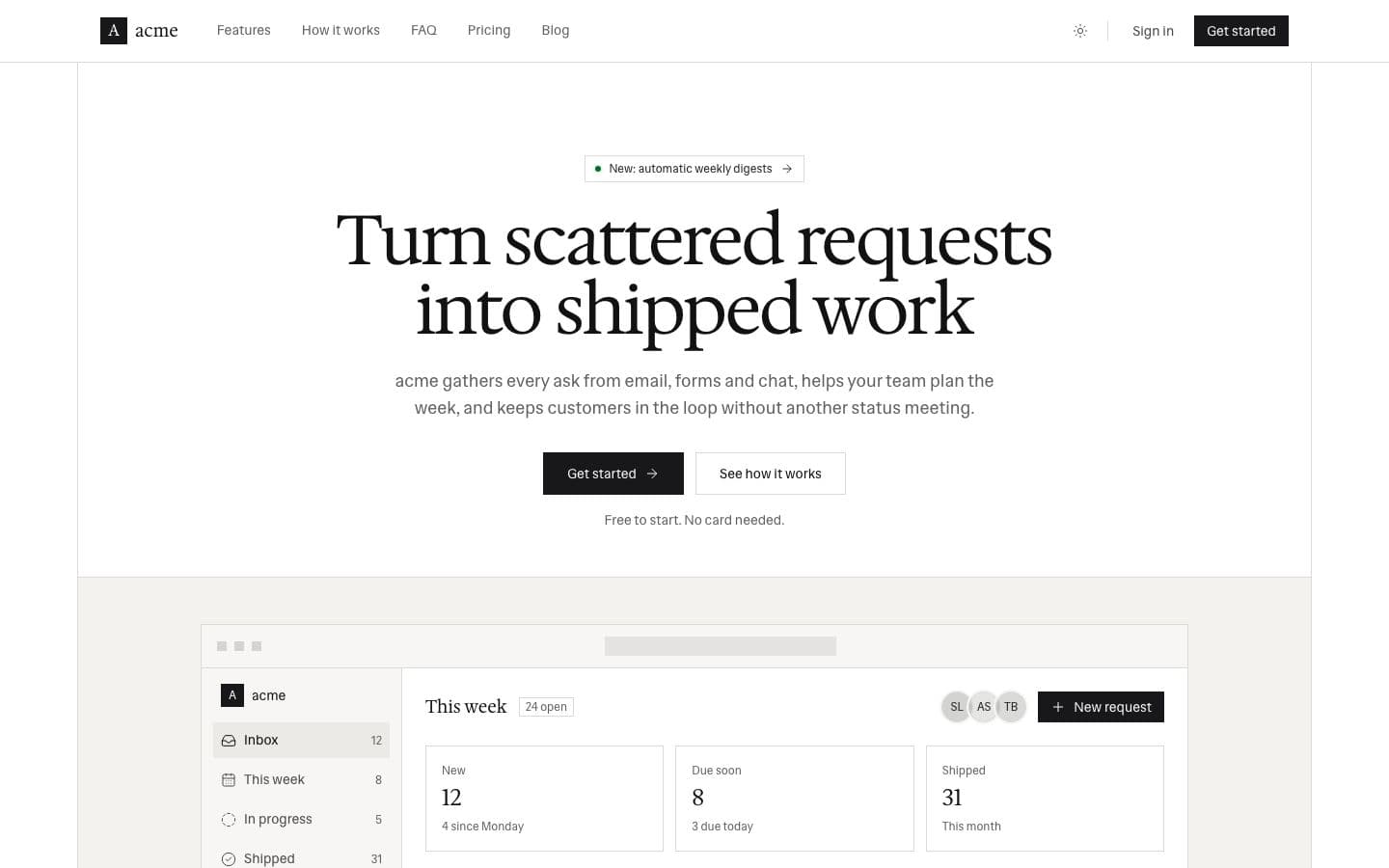 Ledger: the landing page in light