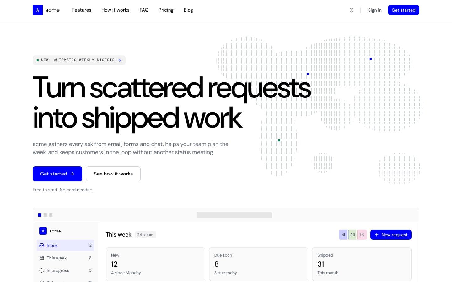 Cobalt: the landing page in light
