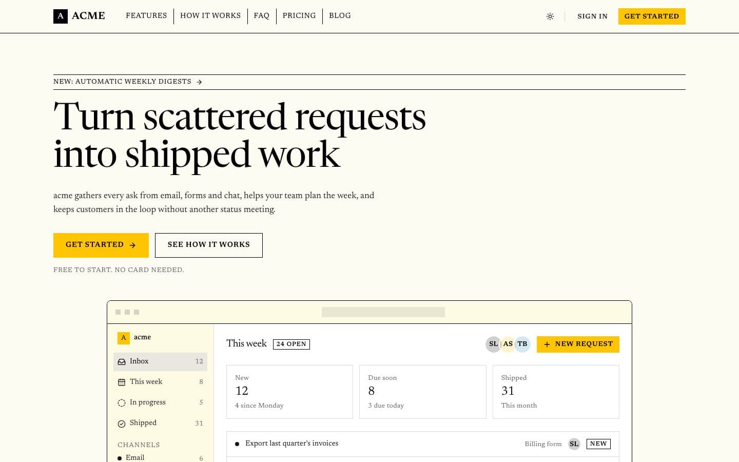 Newsprint: the landing page in light